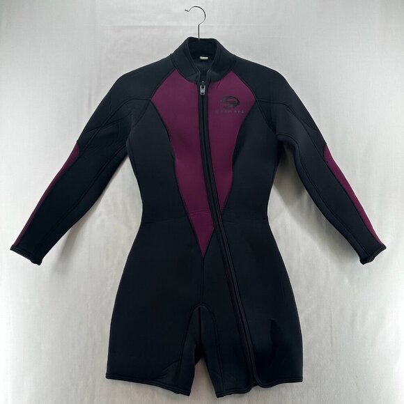 Deep See Other - DEEP SEE Wetsuit Womens Size 5-6 Shortie Spring Suit Scuba Diving Black Purple